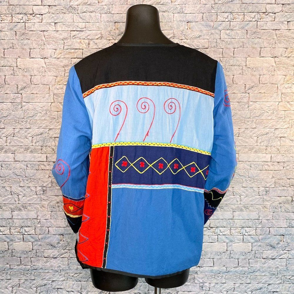 Indigo Moon Patchwork Jacket Oversized Size Mediu… - image 5